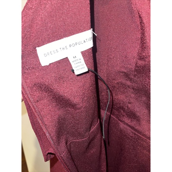 New Dress The Population Alondra Blouson Sheath Burgundy Dress Size Medium M - Picture 9 of 10